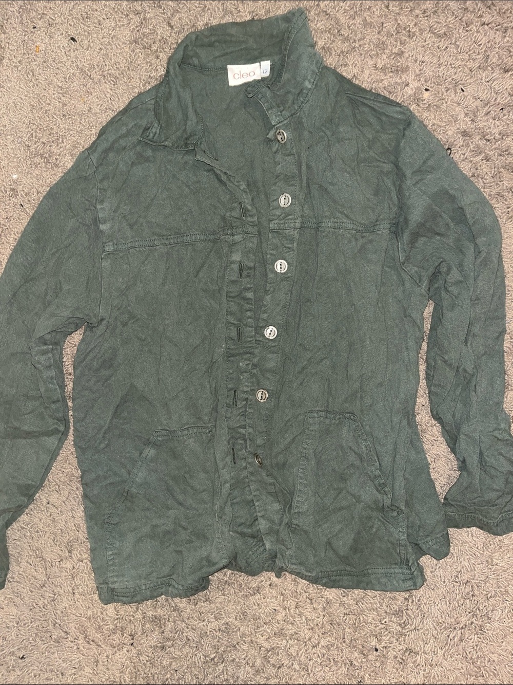 cleo Men's Military-Style Button Front Jacket in Olive